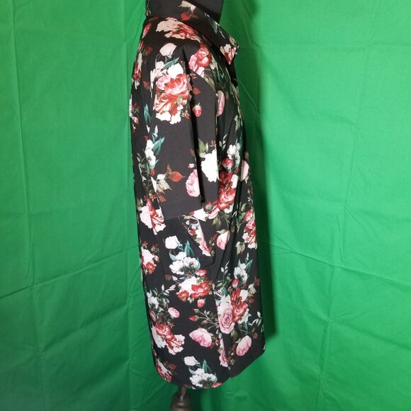 Into The AM Men's XL Black Floral Short Sleeve Button Up Retro Party City - Picture 4 of 8